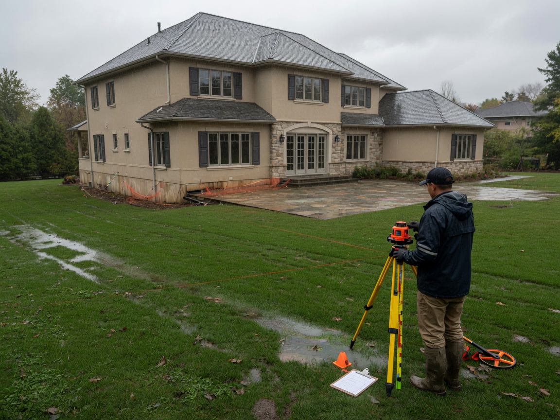 Specialist measuring yard elevation